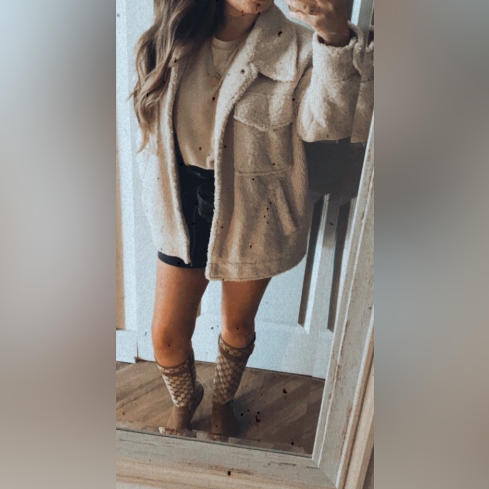 Something Navy Faux Shearling Coat